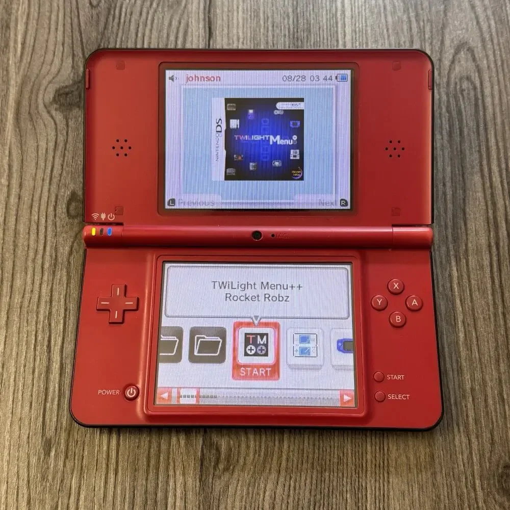 Nintendo DSi XL Red Console UTL-001 w/ 4GB Memory Card, Charger, & Case Modded